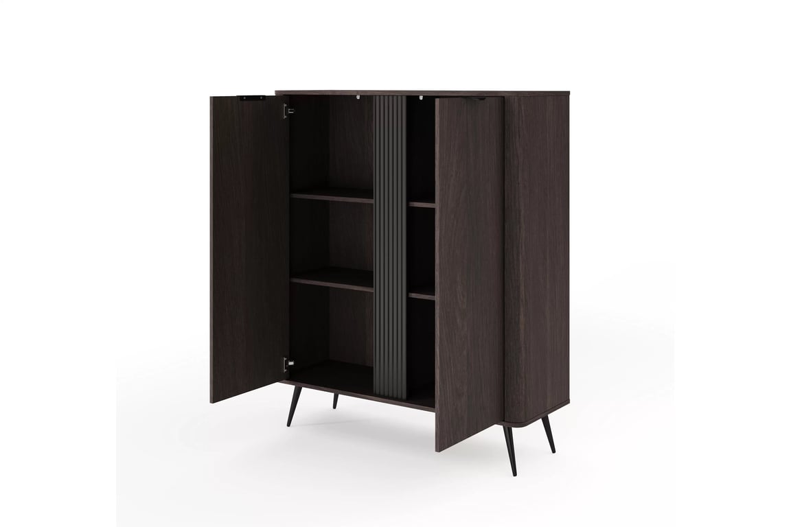 Vysoká komoda Edrin 113 cm - dub dunin / černá Komoda vysoká Edrin 113 cm - dub dunin / černá