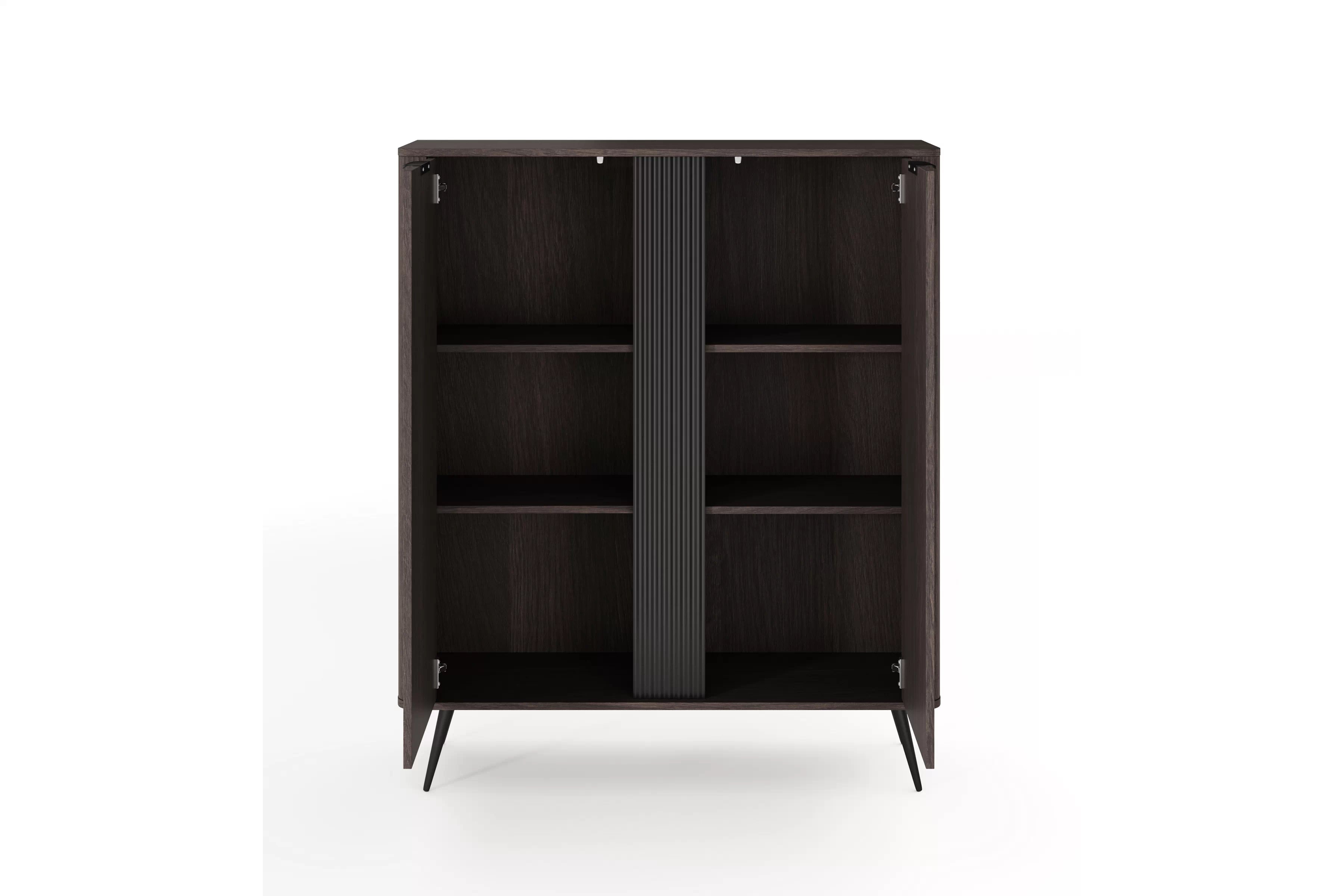 Vysoká komoda Edrin 113 cm - dub dunin / čierna Komoda vysoká Edrin 113 cm - Dub dunin / Čierny