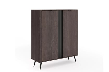 Vysoká komoda Edrin 113 cm - dub dunin / čierna
