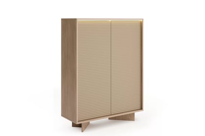 Vysoká komoda Erini 104 cm dvoudveřová - bolivar naturalní / cappuccino