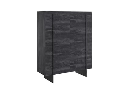 Vysoká komoda Larena 120 cm s dvoma dverami - čierny betón / čierne nohy