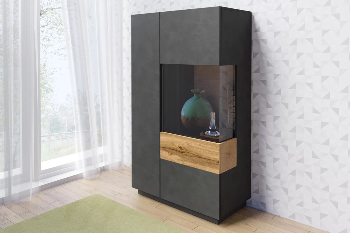 Vitrína dvojdverová Pravá Silke 44 - matera / Dub wotan Skriňa Komoda 