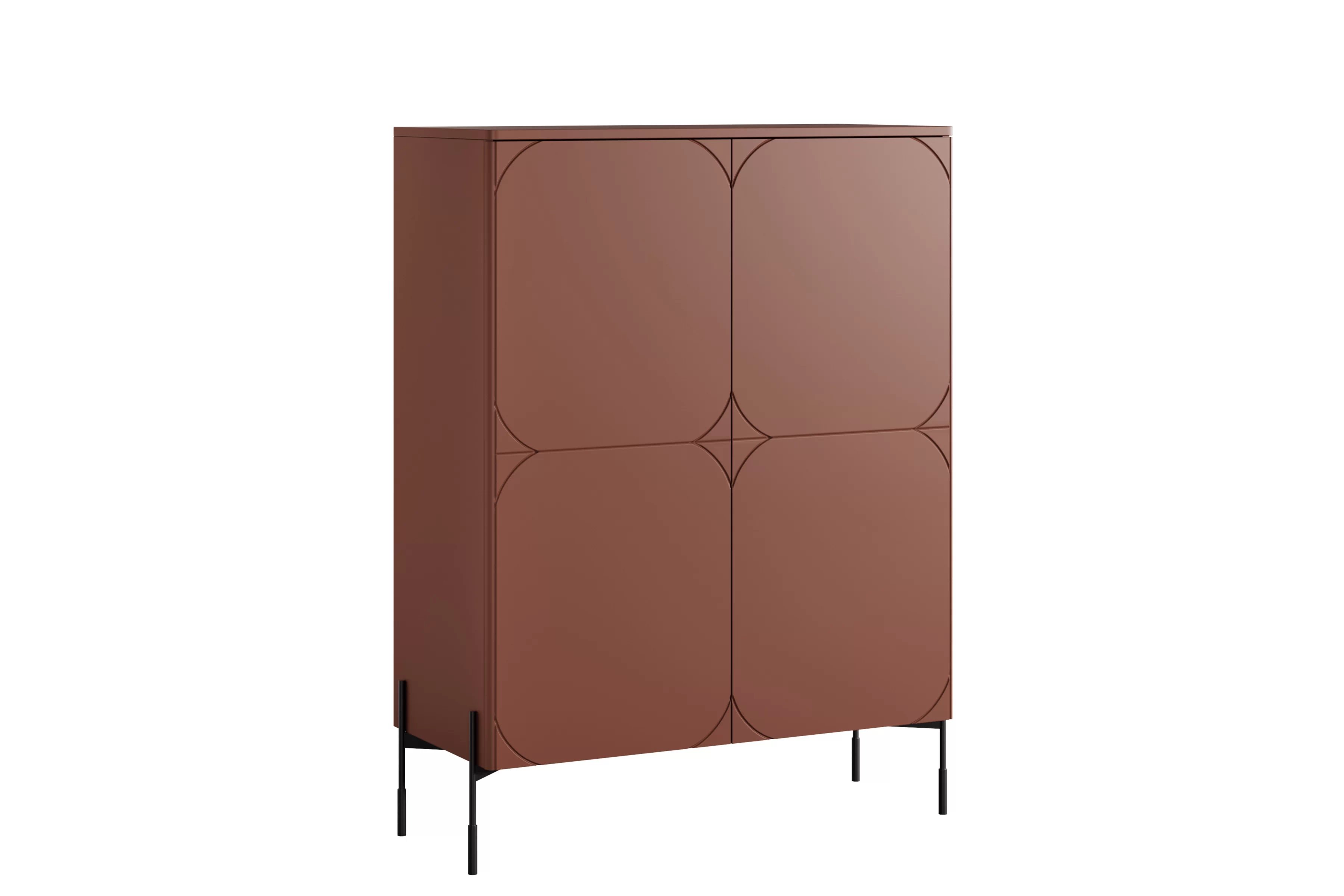 Vysoká komoda Sonatia 120 cm dvojdverová s dvoma skrytými zásuvkami - burgund Komoda vysoká Sonatia 120 cm dvojdverová s dvoma ukrytymi zásuvkami - burgund