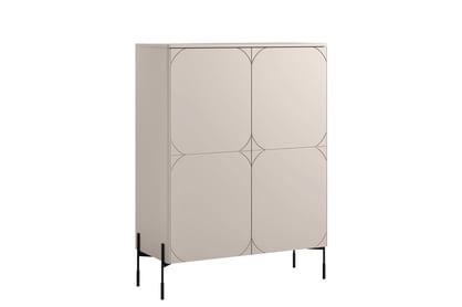 Vysoká komoda Sonatia 120 cm s dvoma dverami a dvoma skrytými zásuvkami - kasmír