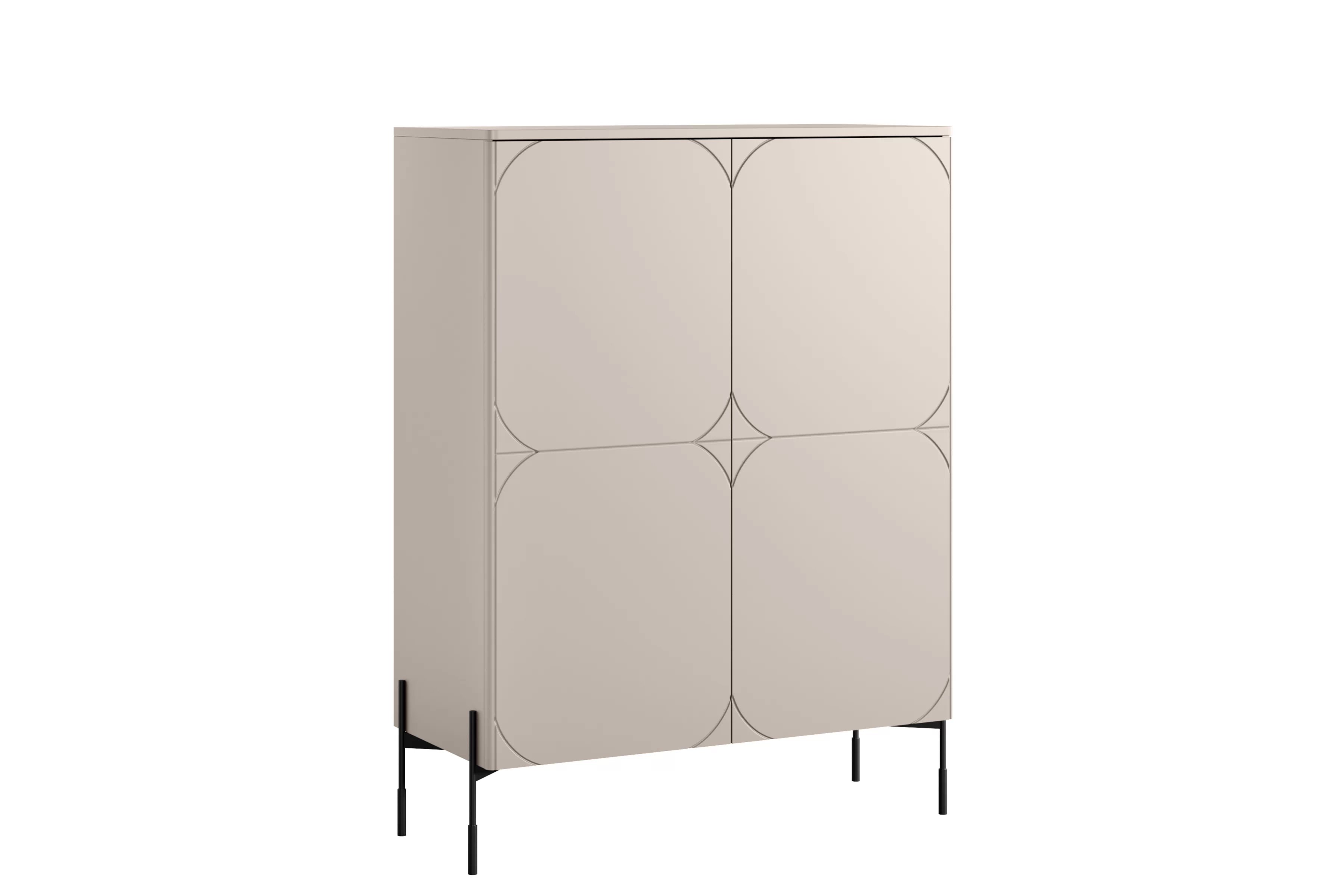 Vysoká komoda Sonatia 120 cm s dvoma dverami a dvoma skrytými zásuvkami - kasmír Komoda vysoká Sonatia 120 cm dvojdverová s dvoma ukrytymi zásuvkami - kašmír