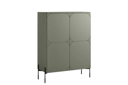 Vysoká komoda Sonatia 120 cm s dvoma dverami a dvoma skrytými zásuvkami - olivová