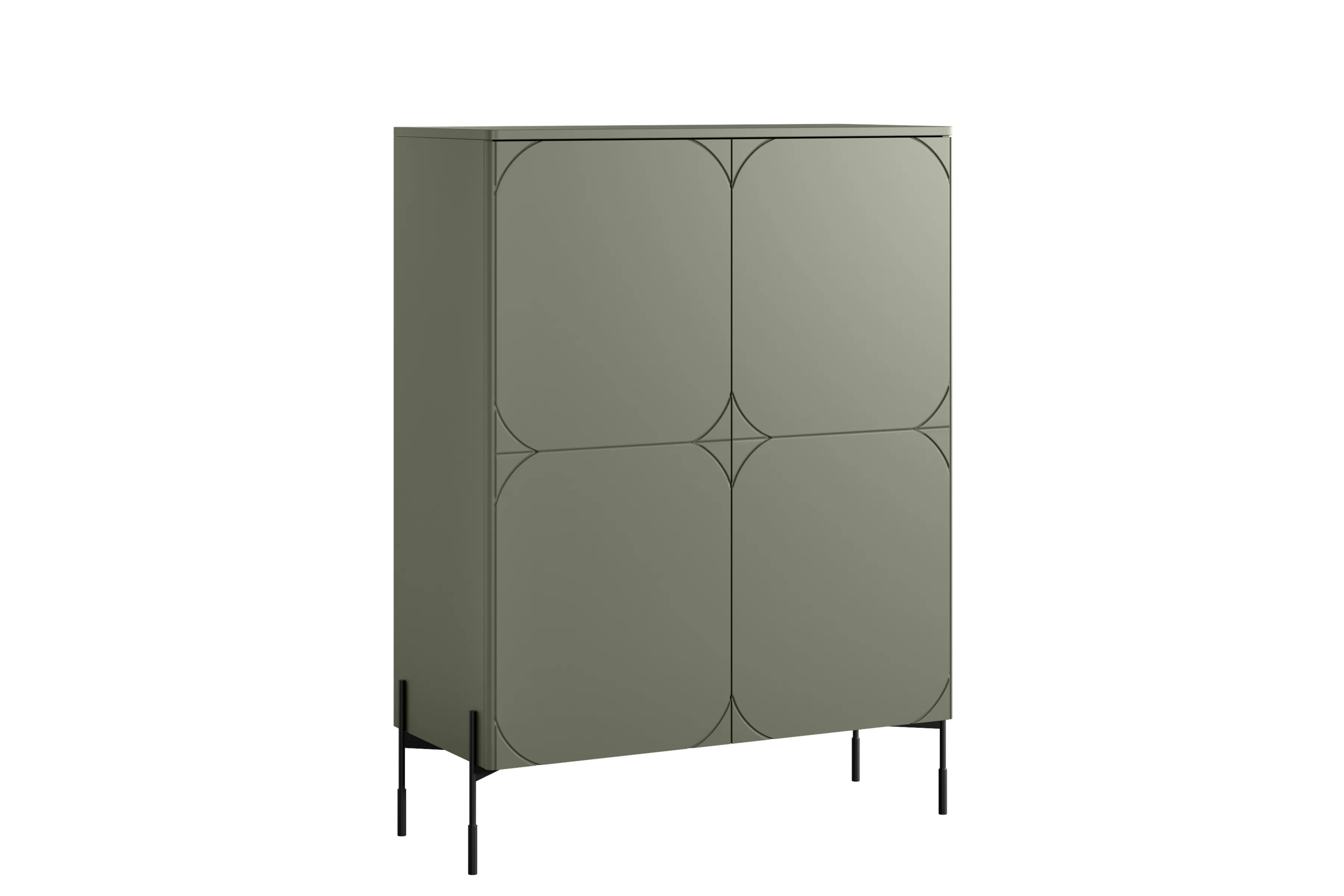 Vysoká komoda Sonatia 120 cm s dvoma dverami a dvoma skrytými zásuvkami - olivová Komoda vysoká Sonatia 120 cm dvojdverová s dvoma ukrytymi zásuvkami - Oliva