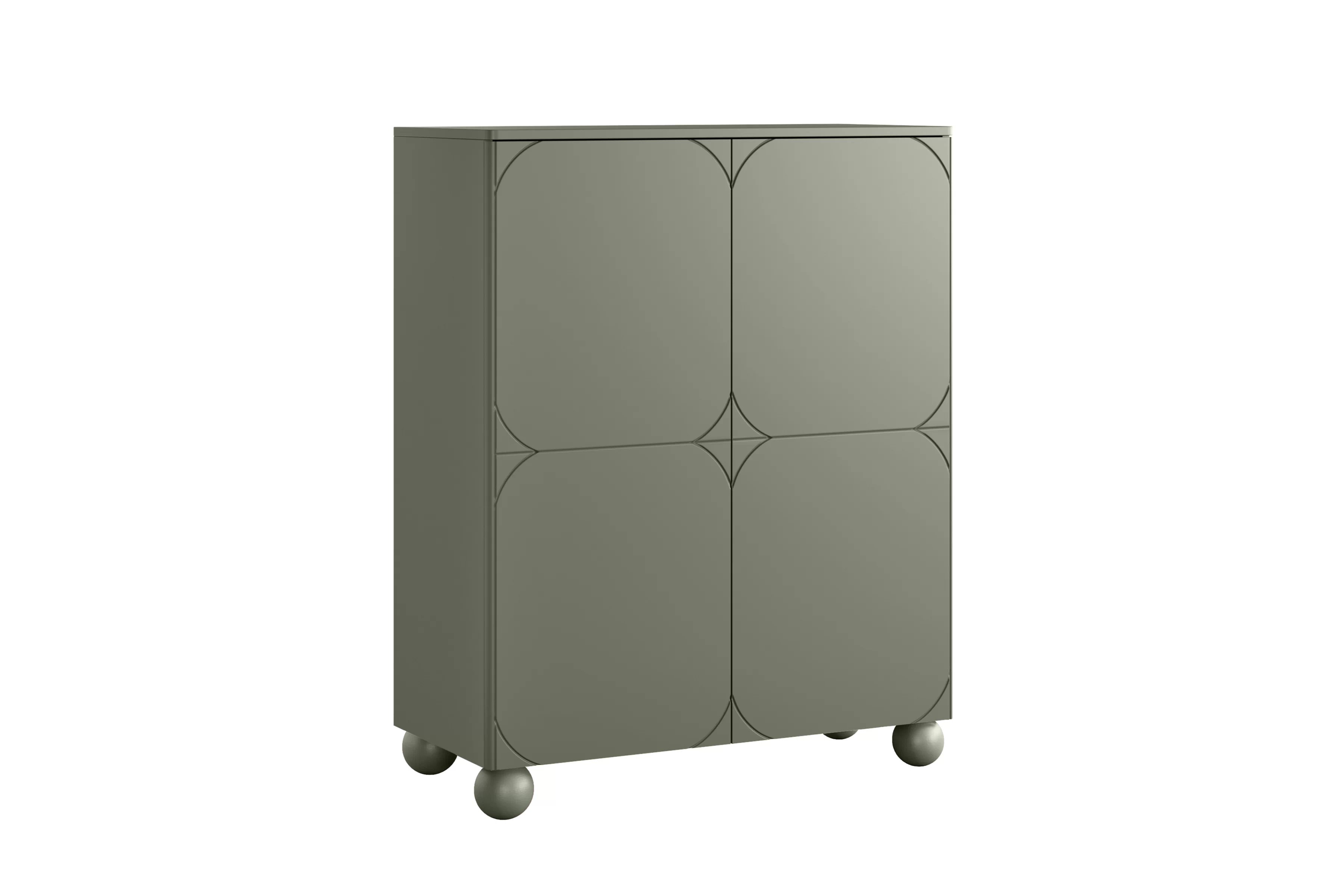 Vysoká komoda Sonatia II 120 cm s dvoma dverami a dvoma skrytými zásuvkami - olivová Komoda vysoká Sonatia II 120 cm dvojdverová s dvoma ukrytymi zásuvkami  - Oliva