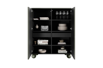 Vysoká komoda Sonatia II 120 cm s dvoma dverami a dvoma skrytými zásuvkami - olivová Komoda vysoká Sonatia II 120 cm dvojdverový s dvoma ukrytymi zásuvkami  - Oliva