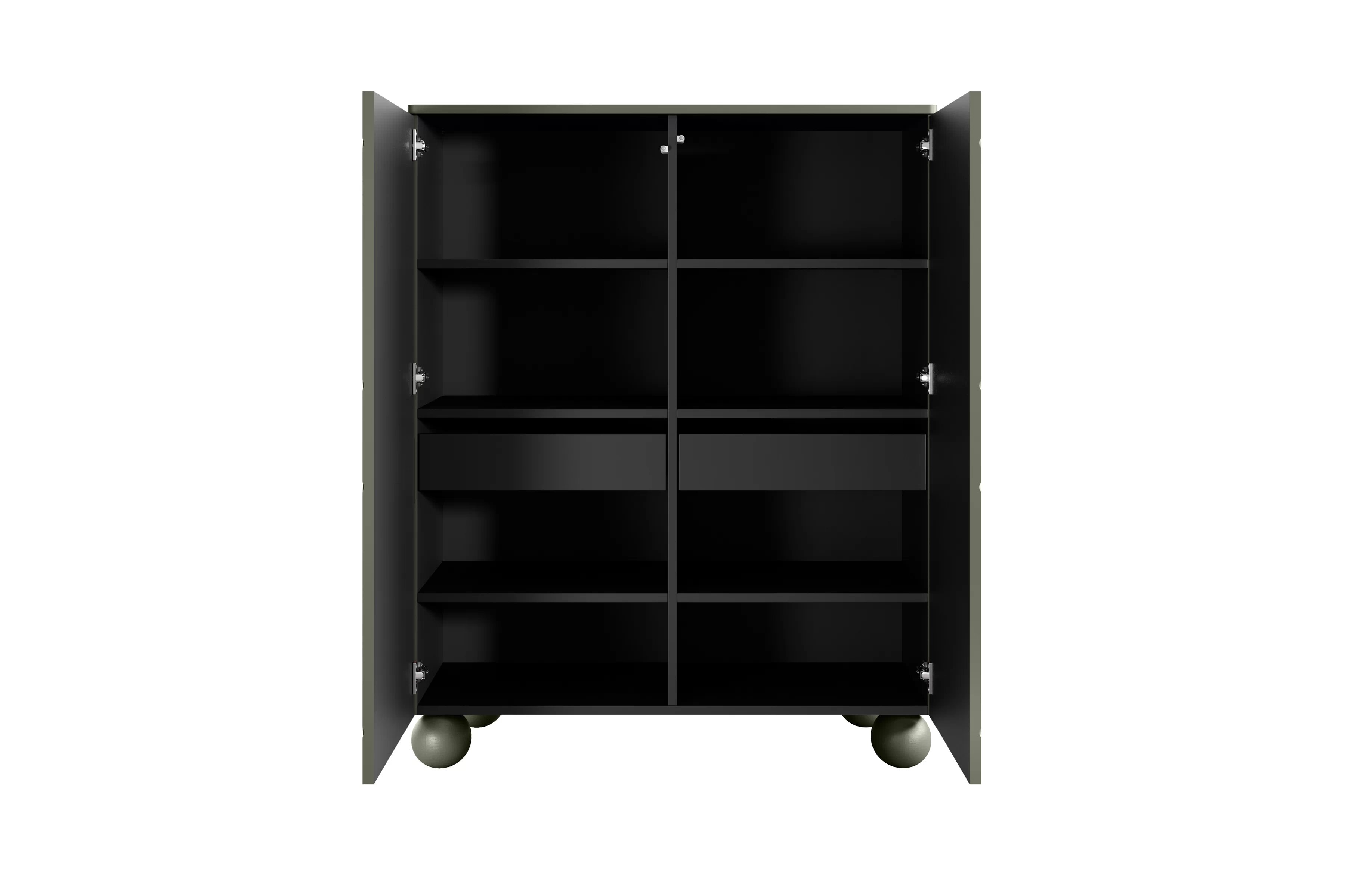 Vysoká komoda Sonatia II 120 cm s dvoma dverami a dvoma skrytými zásuvkami - olivová Komoda vysoká Sonatia II 120 cm dvojdverový s dvoma ukrytymi zásuvkami  - Oliva