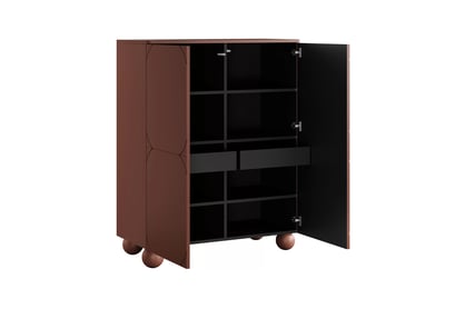 Vysoká komoda Sonatia II 120 cm s dvoma dverami a dvoma skrytými zásuvkami - burgund Komoda vysoká Sonatia II 120 cm s dvoma ukrytymi zásuvkami - burgund