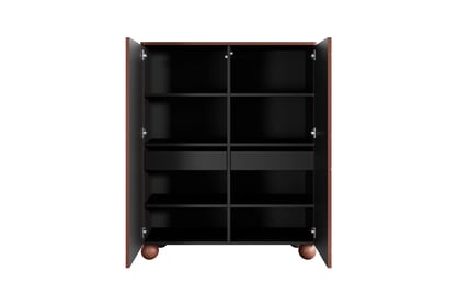 Vysoká komoda Sonatia II 120 cm s dvoma dverami a dvoma skrytými zásuvkami - burgund Komoda vysoká Sonatia II 120 cm s dvoma ukrytymi zásuvkami - burgund