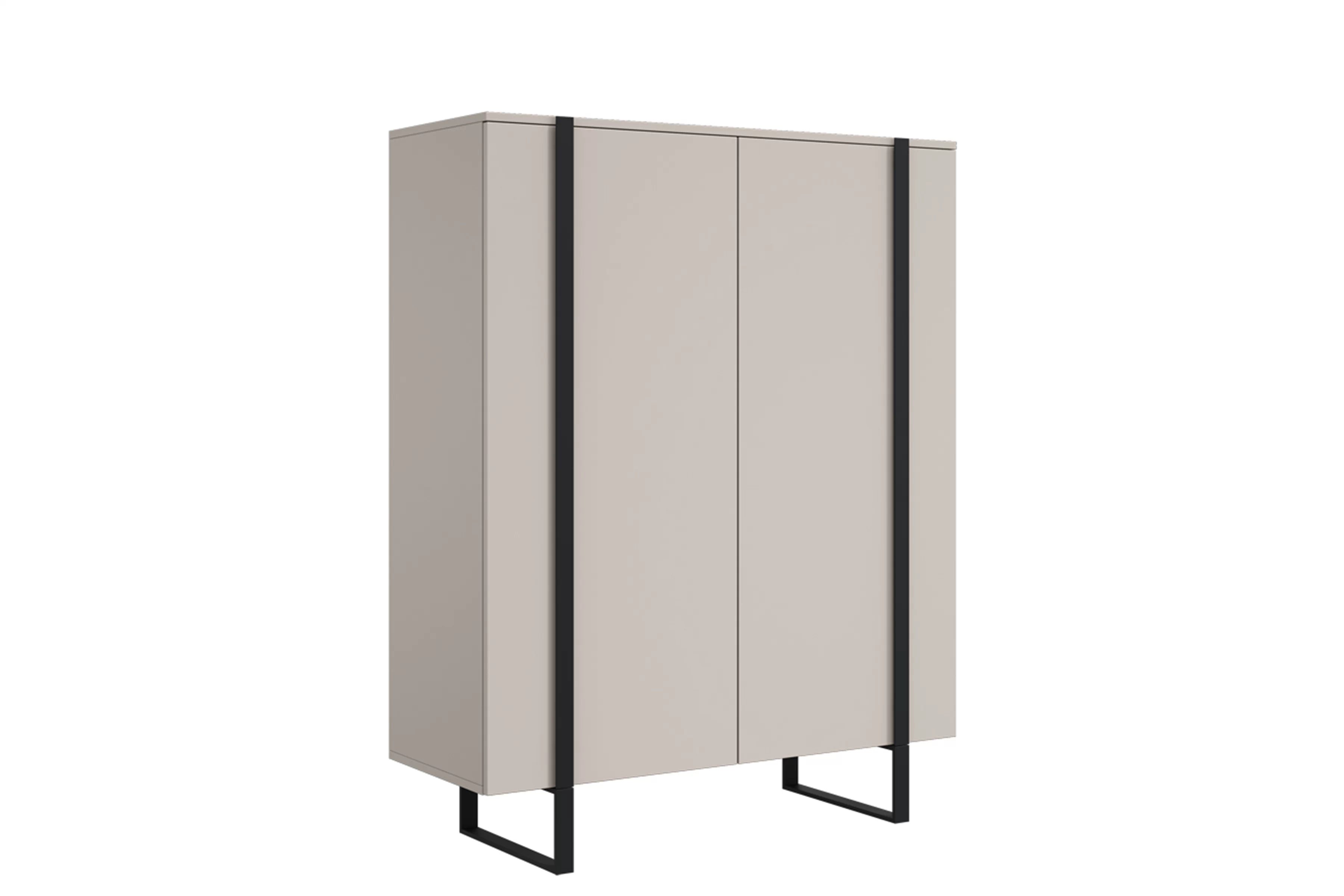 Vysoká komoda Verica 120 cm s dvoma dverami - kašmír / čierne nohy Komoda vysoká Verica 120 cm dvojdverová - kašmír / čierny nozki