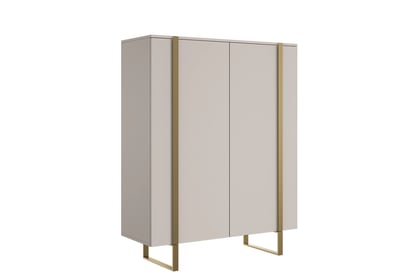 Vysoká komoda Verica 120 cm s dvoma dverami - kasmír / zlaté nožičky
