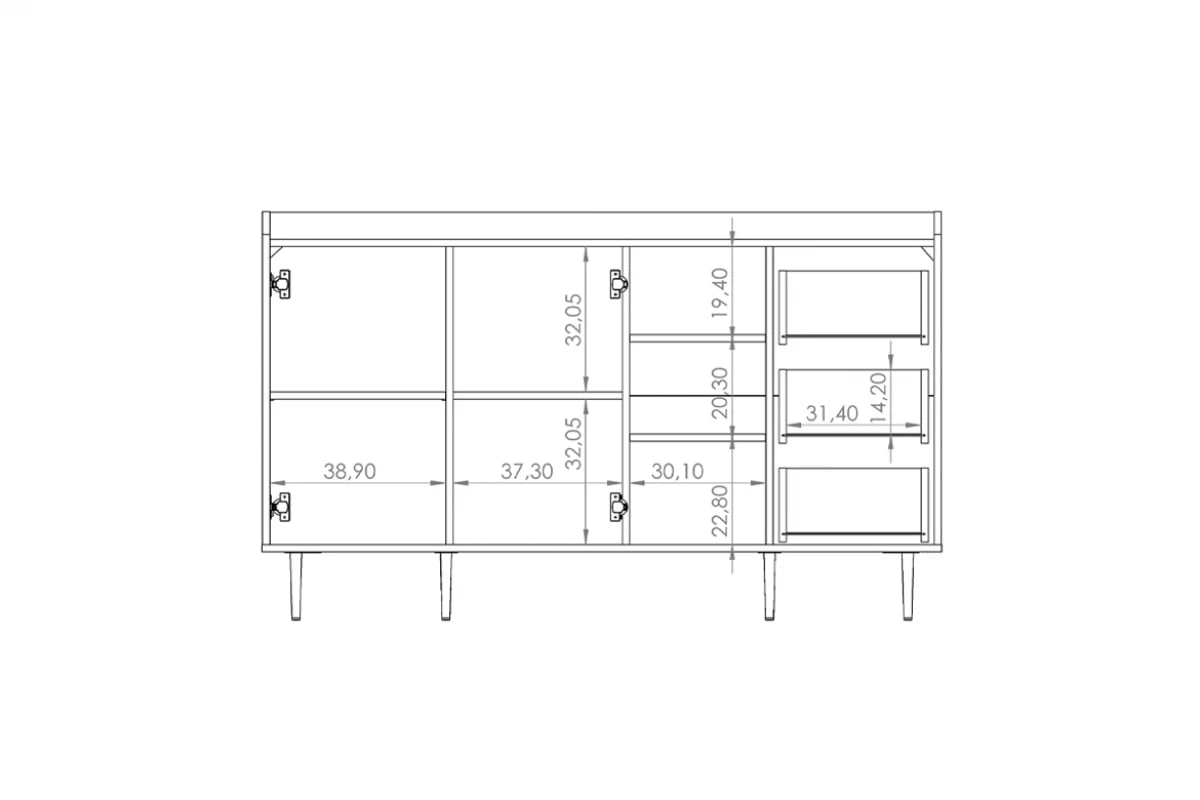 Komoda Kastelio s 3zásuvky - brandy castello Komoda na czarych nogach