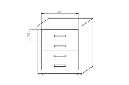 Komoda Bahama K10 - 80 cm Komoda se čtyřmi zásuvkami Bahama Ba-K10 Rozměry