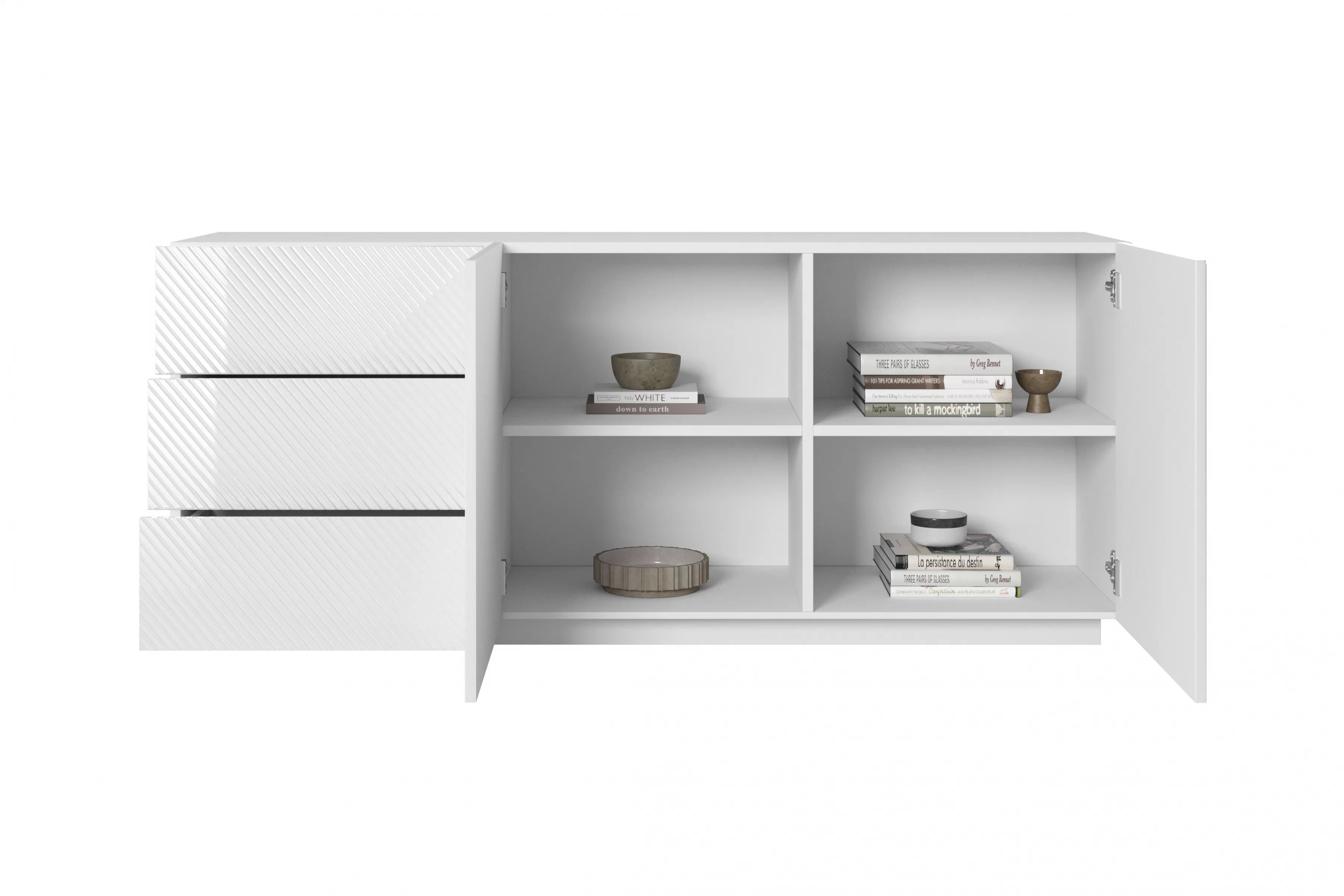 Komoda Asha 167 cm se zásuvkami - bílý lesk Komoda se zásuvkami Asha 167 cm - bílý lesk