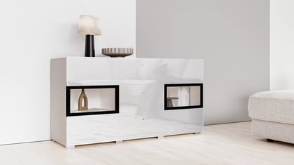 Komoda se zásuvkami Baros 132 cm - bílý lesk Komoda se zásuvkami Baros 26 - 132 cm - bílý lesk