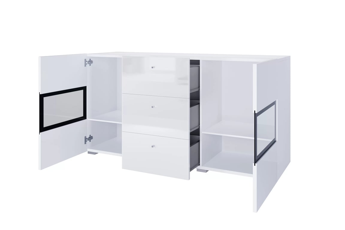 Komoda se zásuvkami Baros 132 cm - bílý lesk Komoda se zásuvkami Baros 26 - 132 cm - bílý lesk