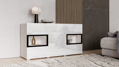 Komoda se zásuvkami Baros 132 cm - bílý lesk Komoda se zásuvkami Baros 26 - 132 cm - bílý lesk
