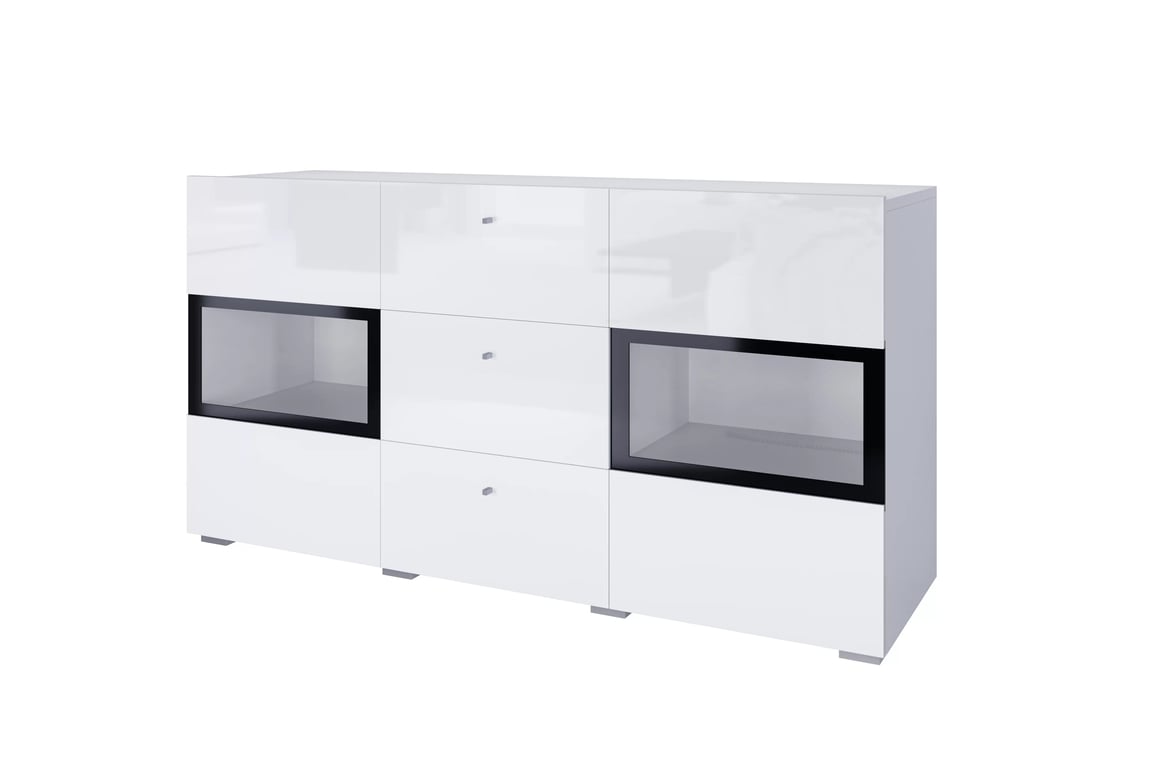 Komoda se zásuvkami Baros 132 cm - bílý lesk Komoda se zásuvkami Baros 26 - 132 cm - bílý lesk