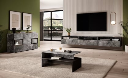 Komoda Baros se zásuvkami 132 cm - tmavý beton / schiefer Komoda se zásuvkami Baros 26 - 132 cm - tmavý beton / schiefer