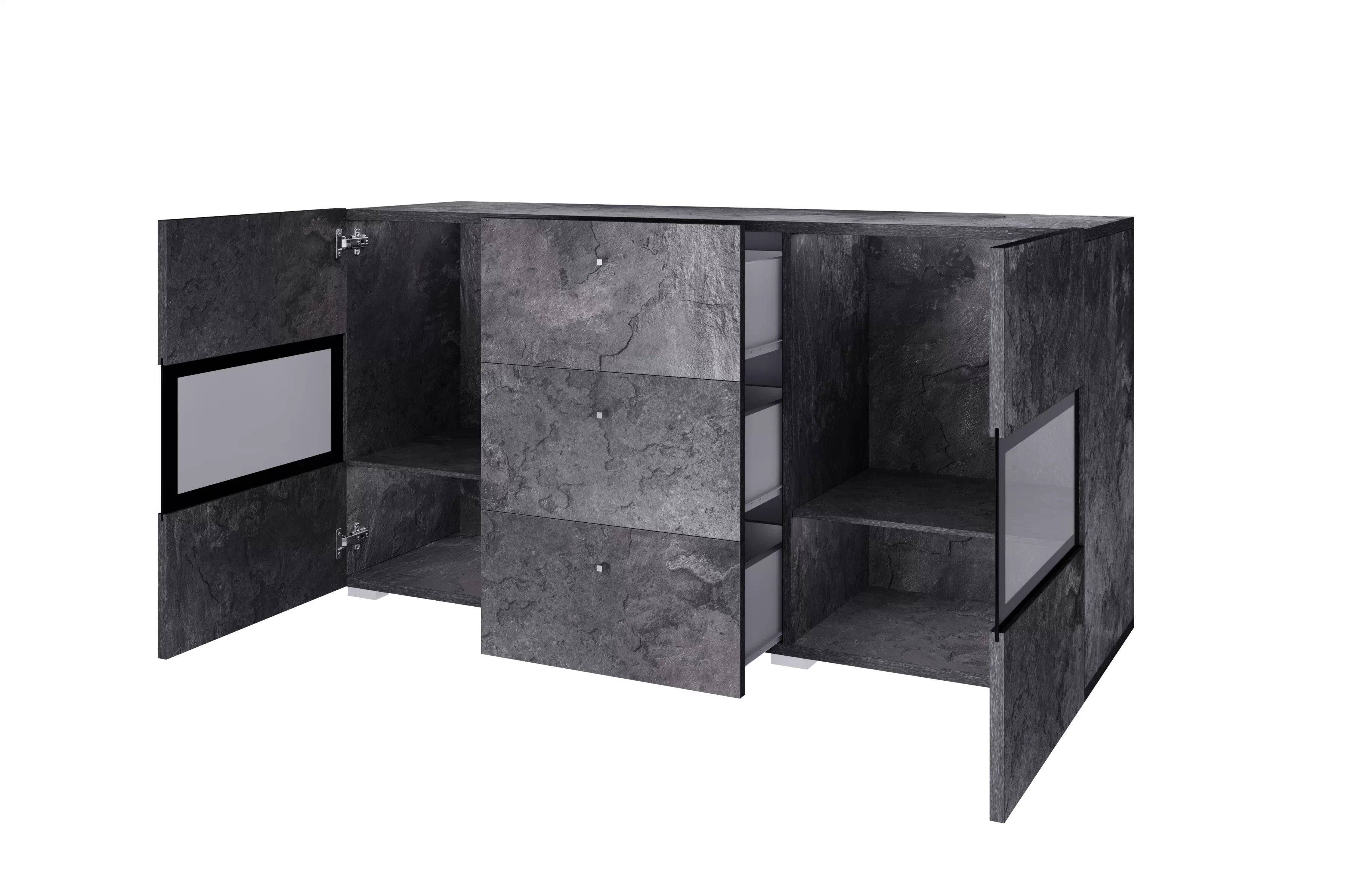 Komoda Baros se zásuvkami 132 cm - tmavý beton / schiefer Komoda se zásuvkami Baros 26 - 132 cm - tmavý beton / schiefer