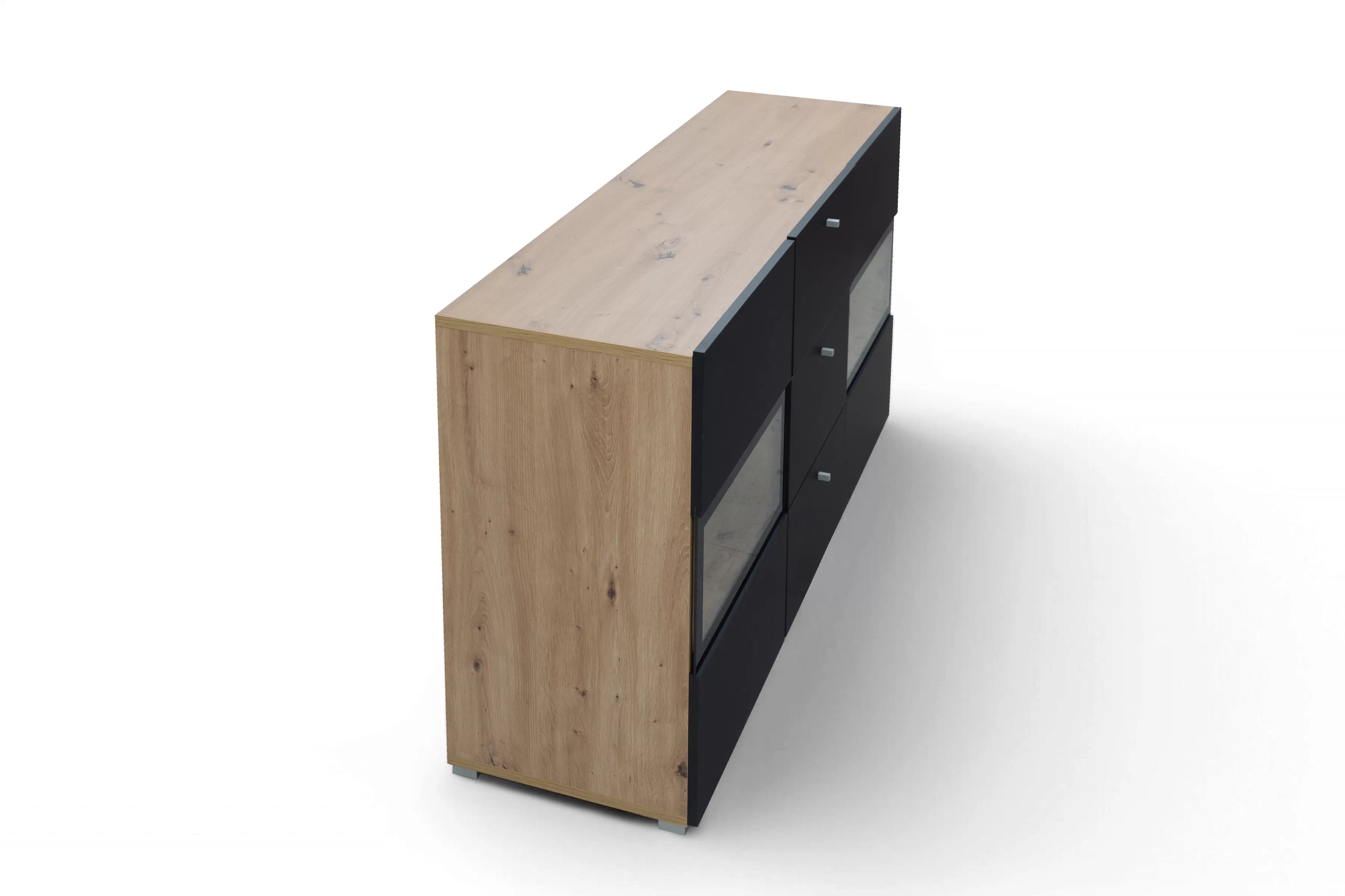 Komoda Baros 132 cm se zásuvkami - dub artisan / černý mat Komoda se zásuvkami Baros 26 - 132 cm - dub artisan / černá mat