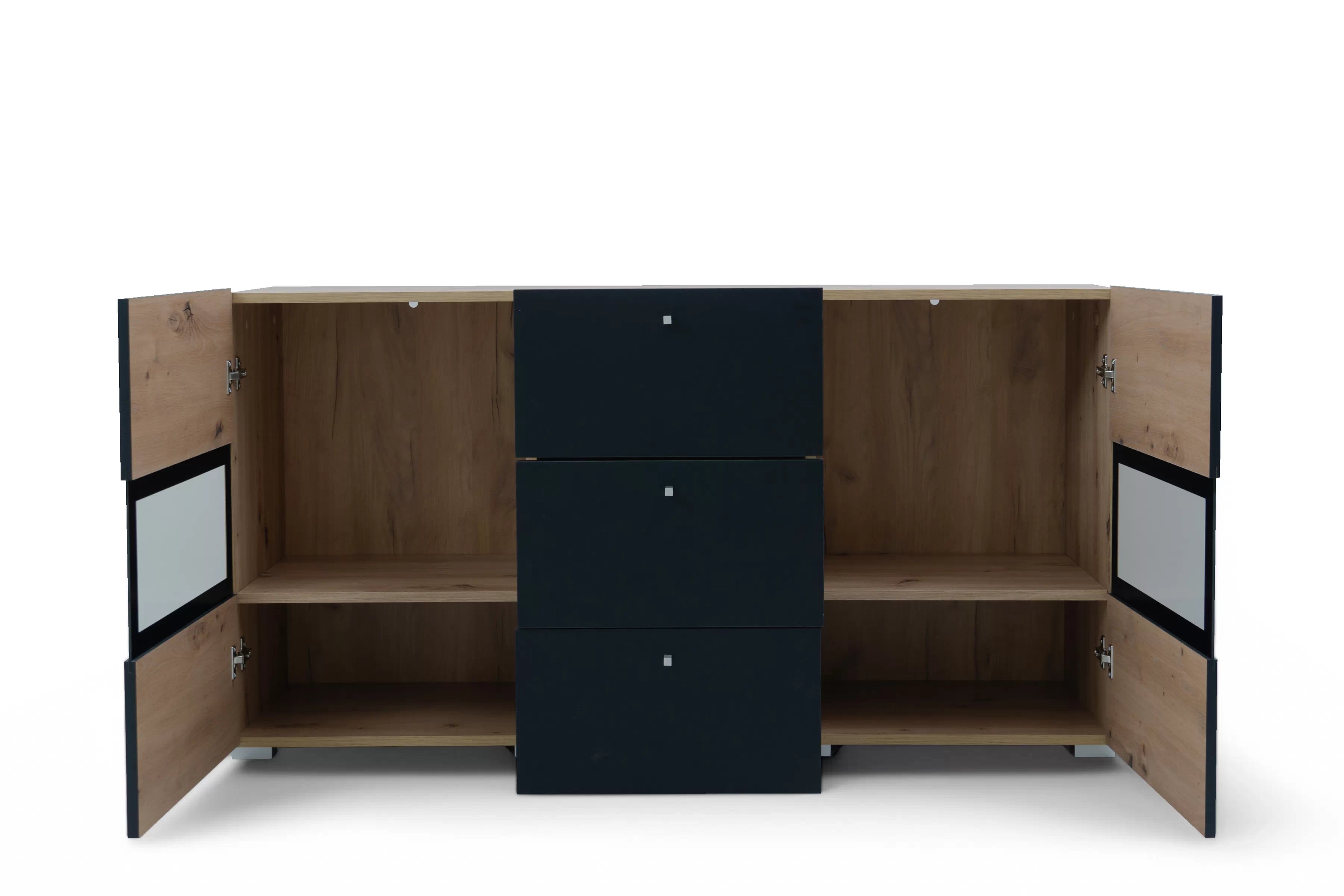 Komoda Baros 132 cm se zásuvkami - dub artisan / černý mat Komoda se zásuvkami Baros 26 - 132 cm - dub artisan / černá mat