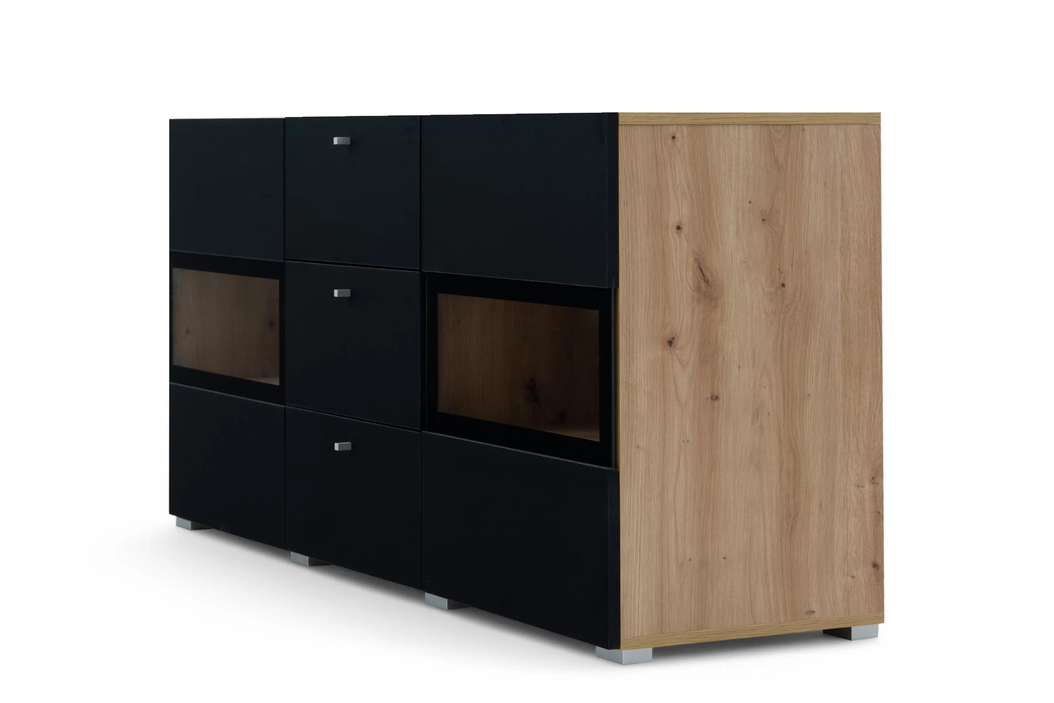 Komoda Baros 132 cm se zásuvkami - dub artisan / černý mat Komoda se zásuvkami Baros 26 - 132 cm - dub artisan / černá mat