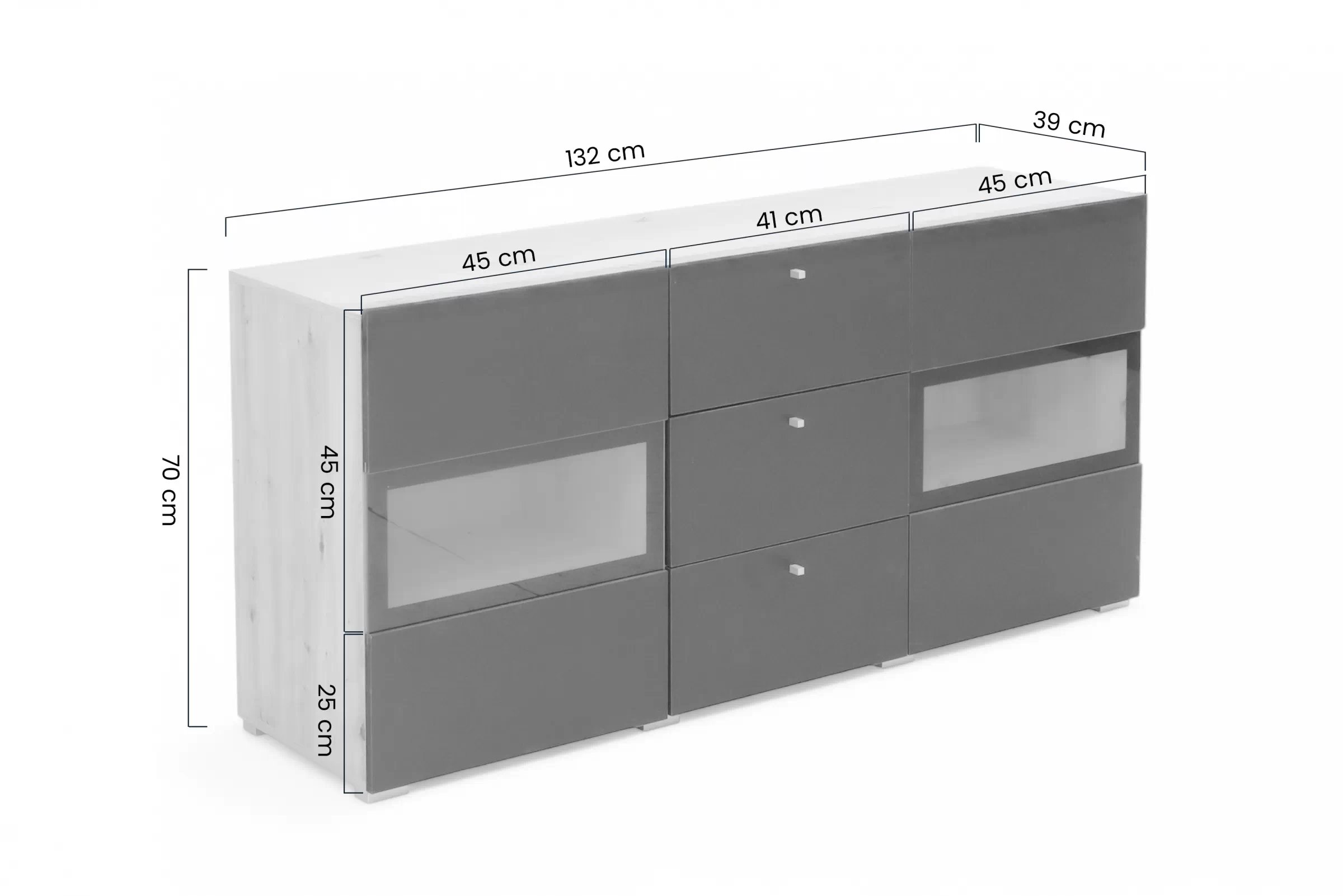 Komoda Baros 132 cm se zásuvkami - dub artisan / černý mat Komoda se zásuvkami Baros 26 - 132 cm - dub artisan / černá mat