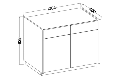 Comodă cu sertare Beliza 100 cm - bej piatră / nuc okapi Comoda cu sertare Beliza 2D2S - 100 cm - bez piaskowy / nuc okapi