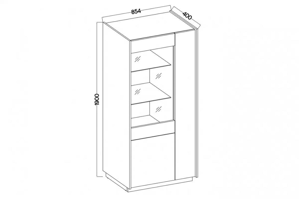 Vitrină Beliza 85 cm - bej piatră / nuc okapi Witryna Beliza 3D - 85 cm - bez piaskowy / nuc okapi