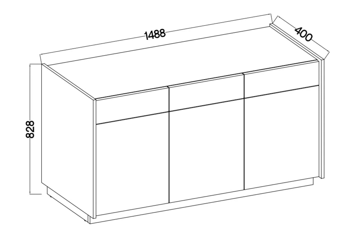 Comodă cu sertare Beliza 149 cm - bej piatră / nuc okapi Comoda cu sertare Beliza 3D3S - 149 cm - bez piaskowy / nuc okapi