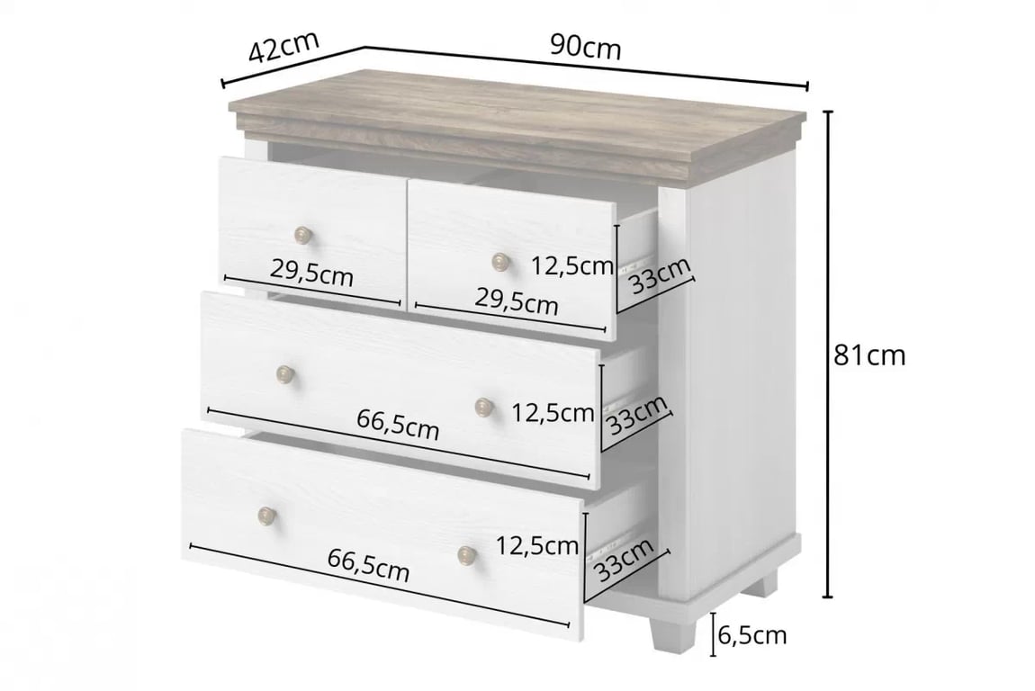 Komoda Evora 27 se zásuvkami 90 cm - abisko ash / dub lefkas Komoda se zásuvkami Evora 27 - 90 cm - abisko ash / dub lefkas