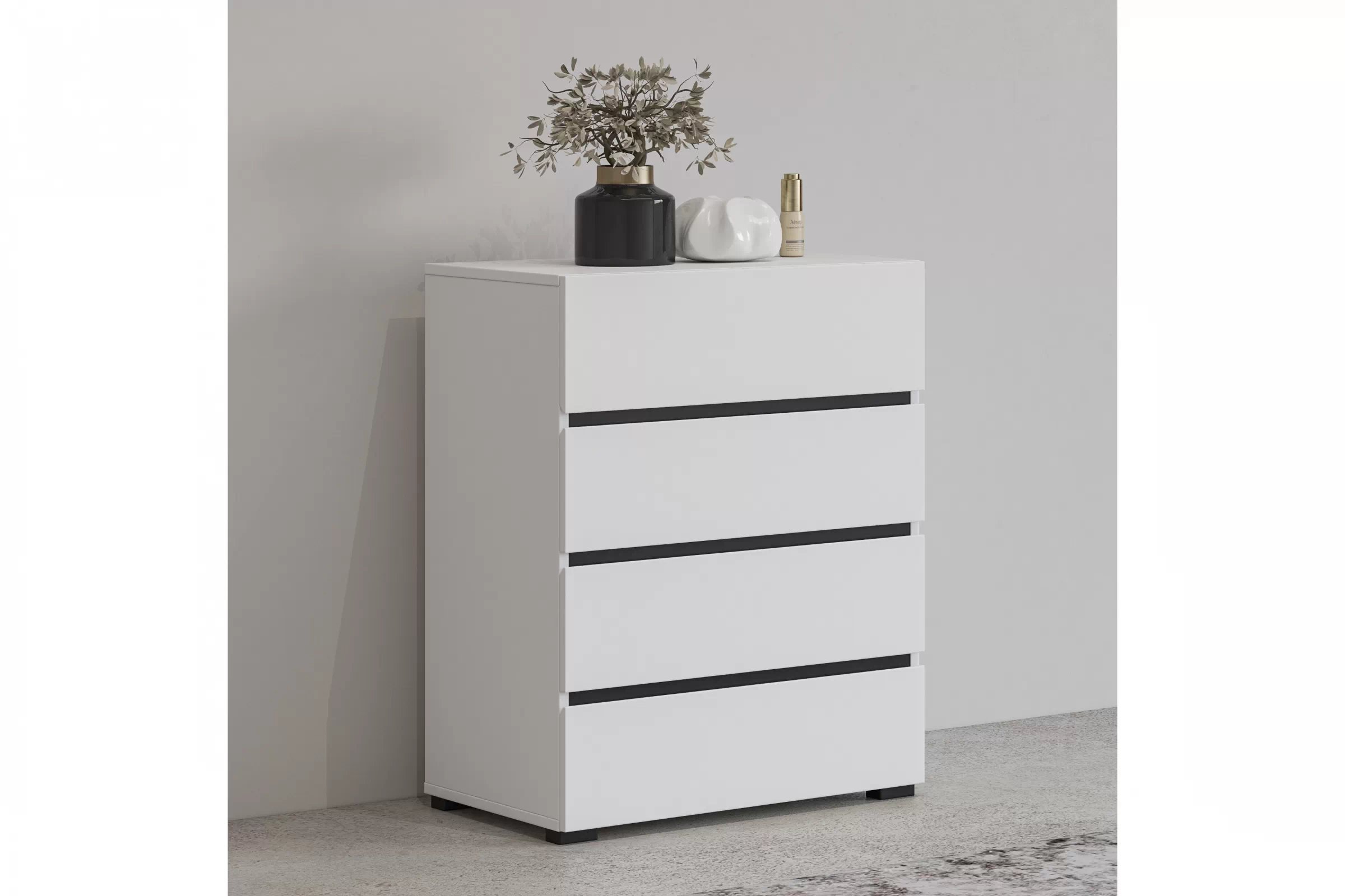 Komoda Cross 60 cm - biela / čierna Komoda so zásuvkami Gramon 60 cm - biela / čierny