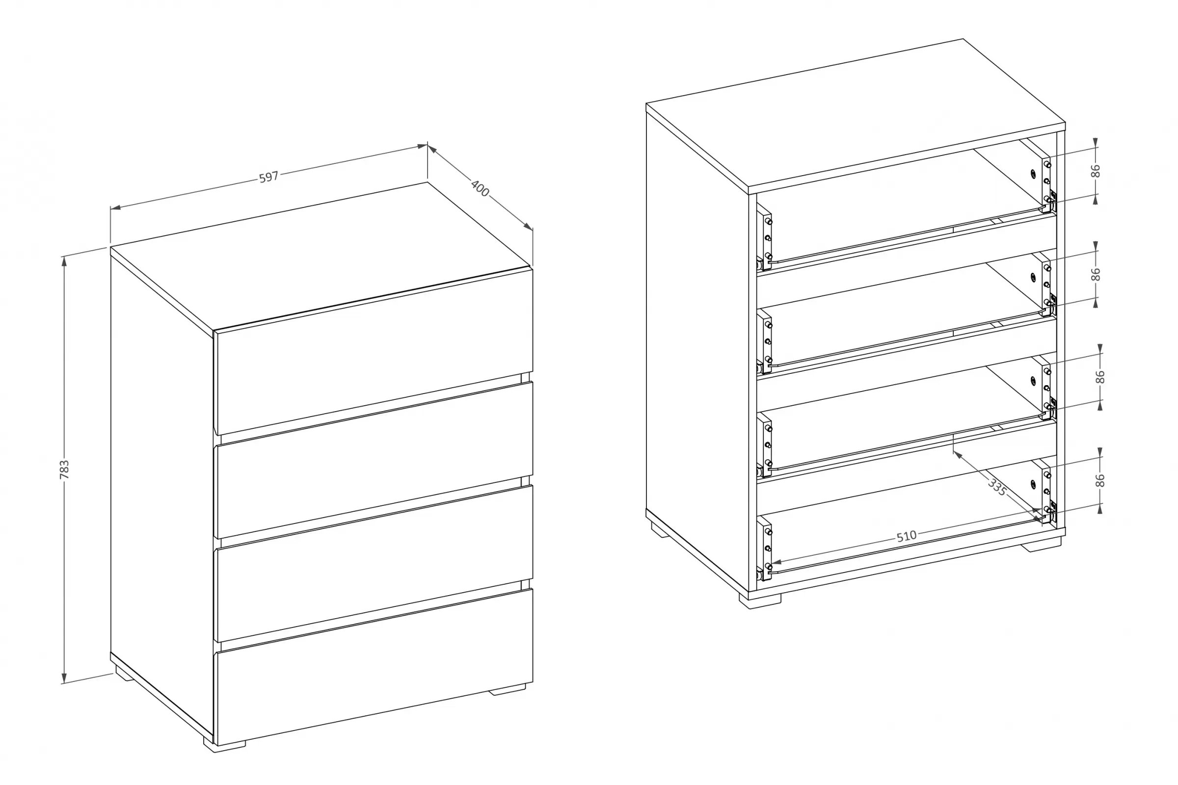 Komoda Cross 60 cm - biela / čierna Komoda so zásuvkami Gramon 60 cm - biela / čierny