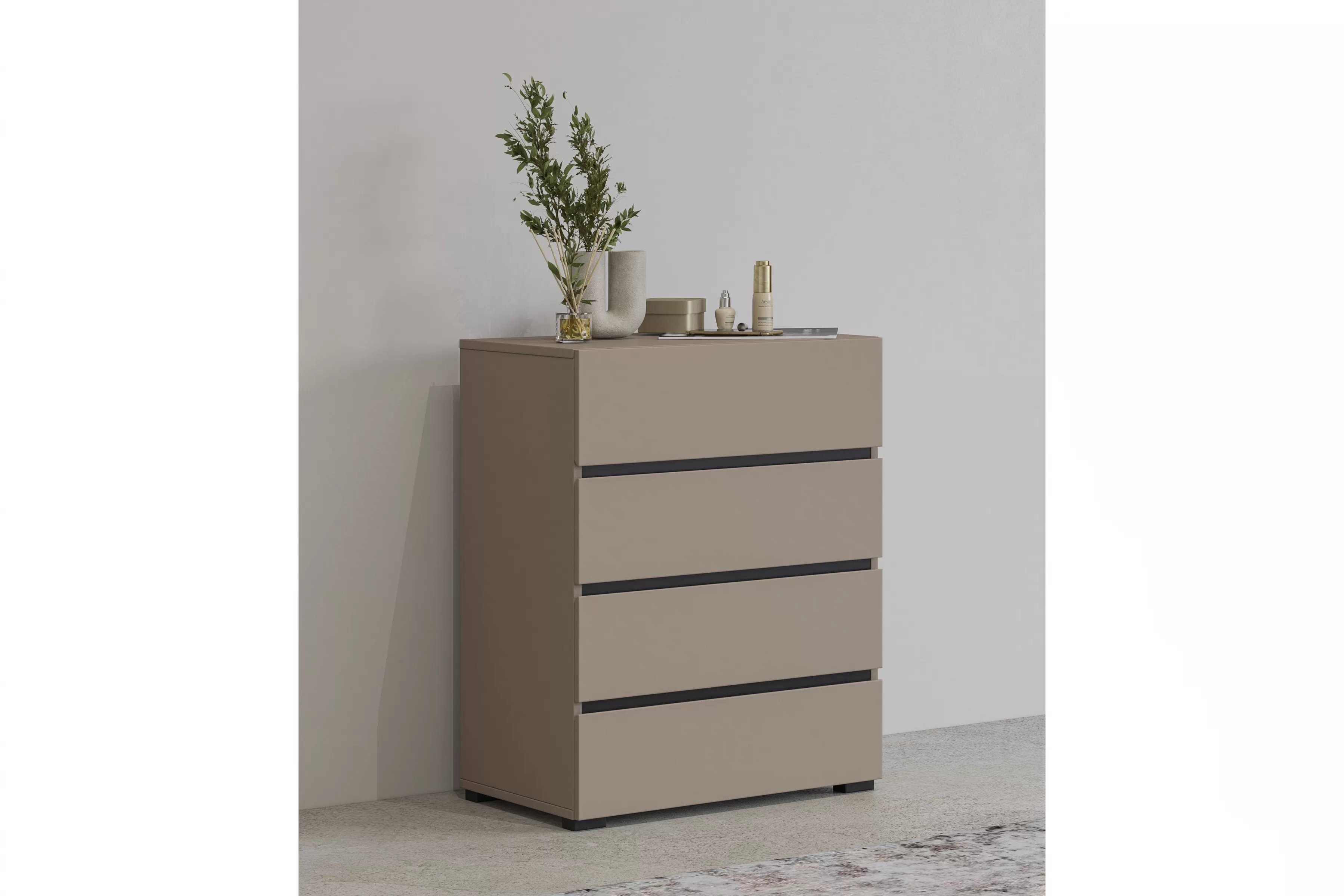 Komoda Cross 60 cm - kašmírová / čierna Komoda so zásuvkami Gramon 60 cm - kašmír / Čierny