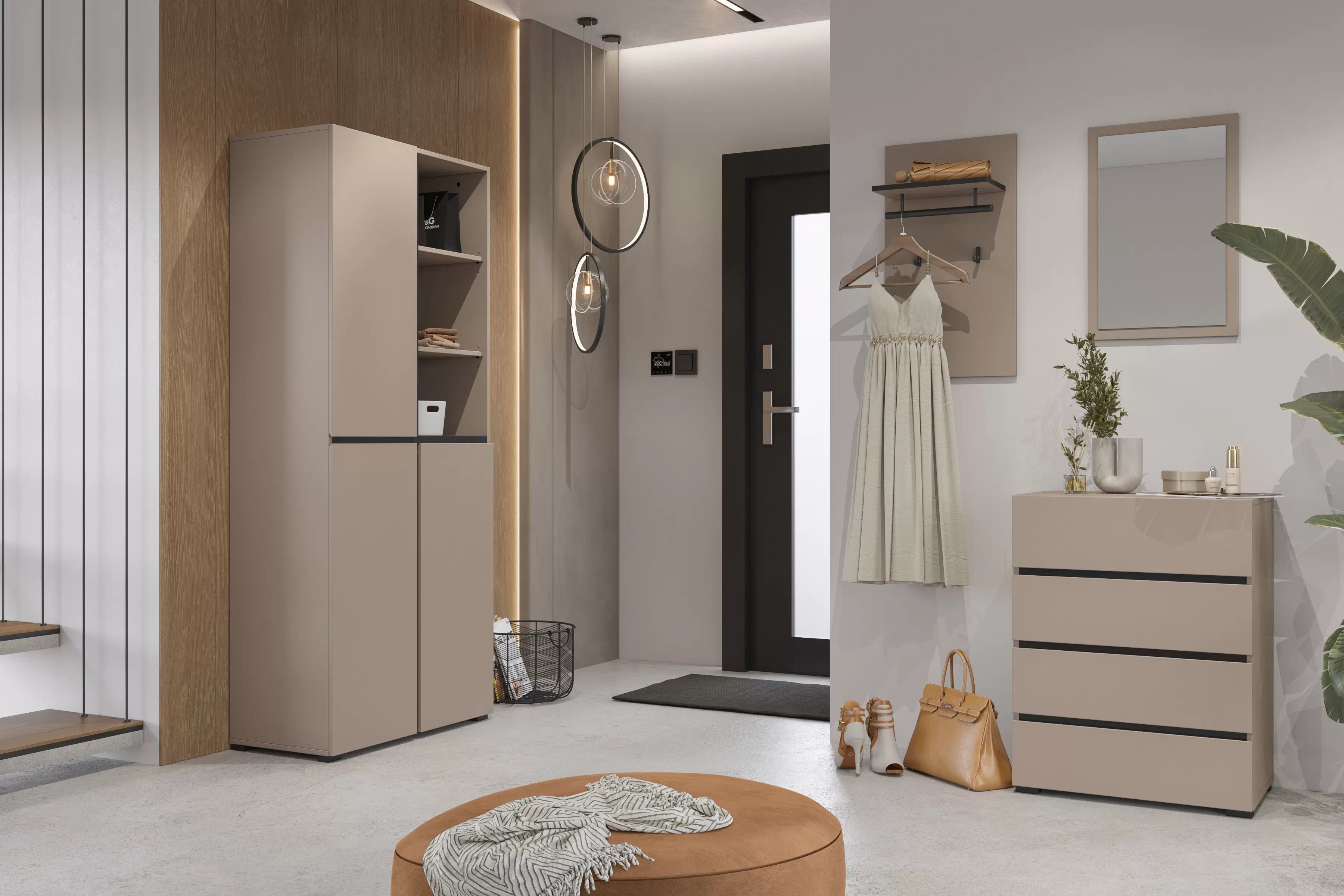 Komoda Cross 60 cm - kašmírová / čierna Komoda so zásuvkami Gramon 60 cm - kašmír / Čierny