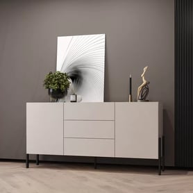Komoda Jukon 184 cm se zásuvkami - kašmír / černé nohy Komoda se zásuvkami Jukon 184 cm - kašmír / černé nožičky