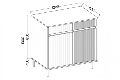 Komoda Kasalia 100 cm se dvěma dvířky a dvěma zásuvkami - dub evoke Komoda se zásuvkami Kasalia 2F2S - 100 cm - dub evoke