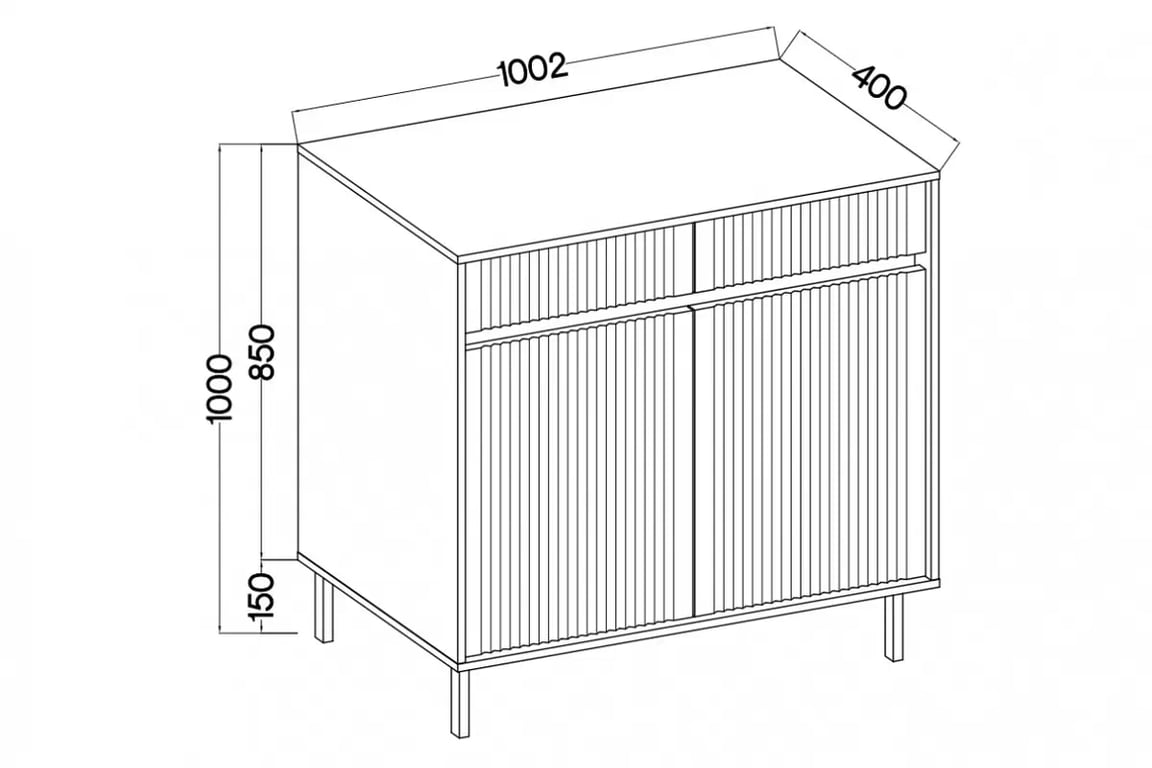 Komoda Kasalia 100 cm se dvěma dvířky a dvěma zásuvkami - dub evoke Komoda se zásuvkami Kasalia 2F2S - 100 cm - dub evoke