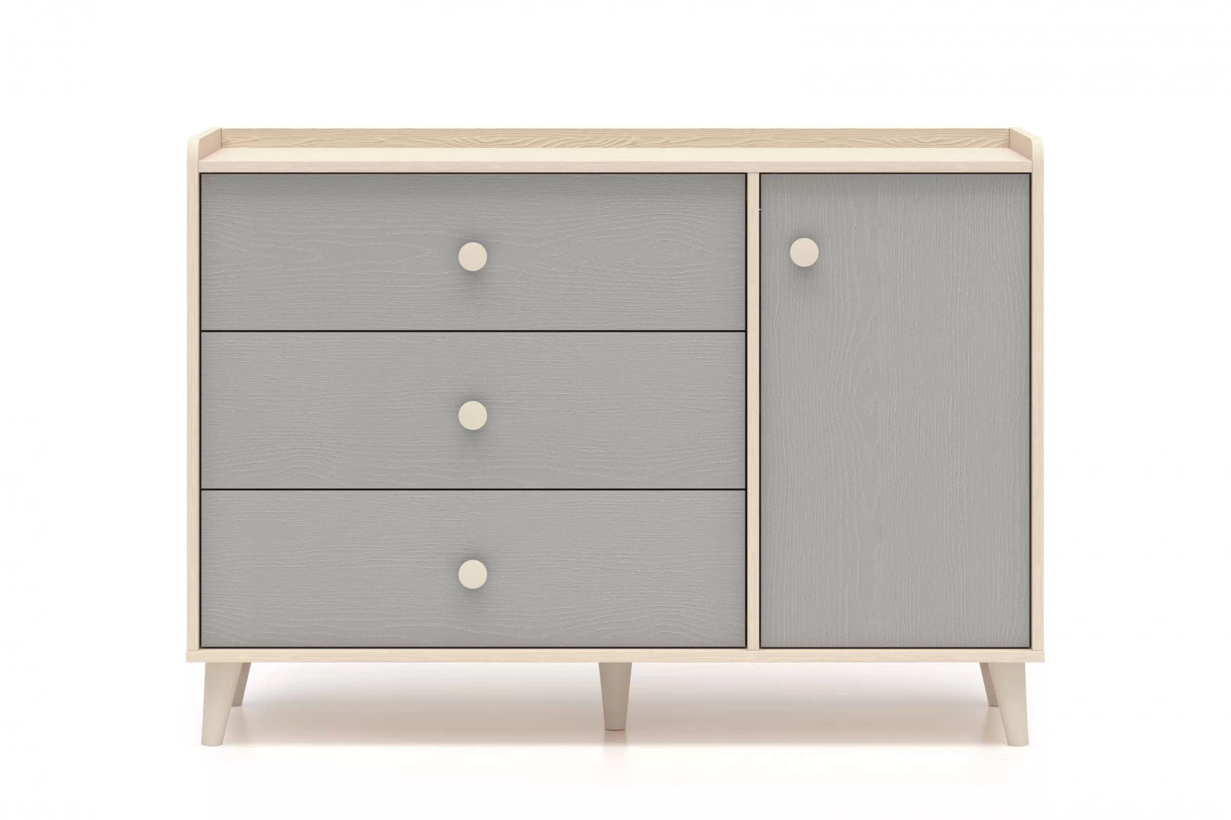 Komoda do detskej izby Marla 120 cm - púštny piesok / sivá Komoda so zásuvkami Marla 120 cm - piasek pustyni / šedý pallad