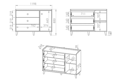 Komoda dziecieca Marla 120 cm so zásuvkami - piasek pustyni / šedý pallad Komoda so zásuvkami Marla 120 cm - piasek pustyni / šedý pallad