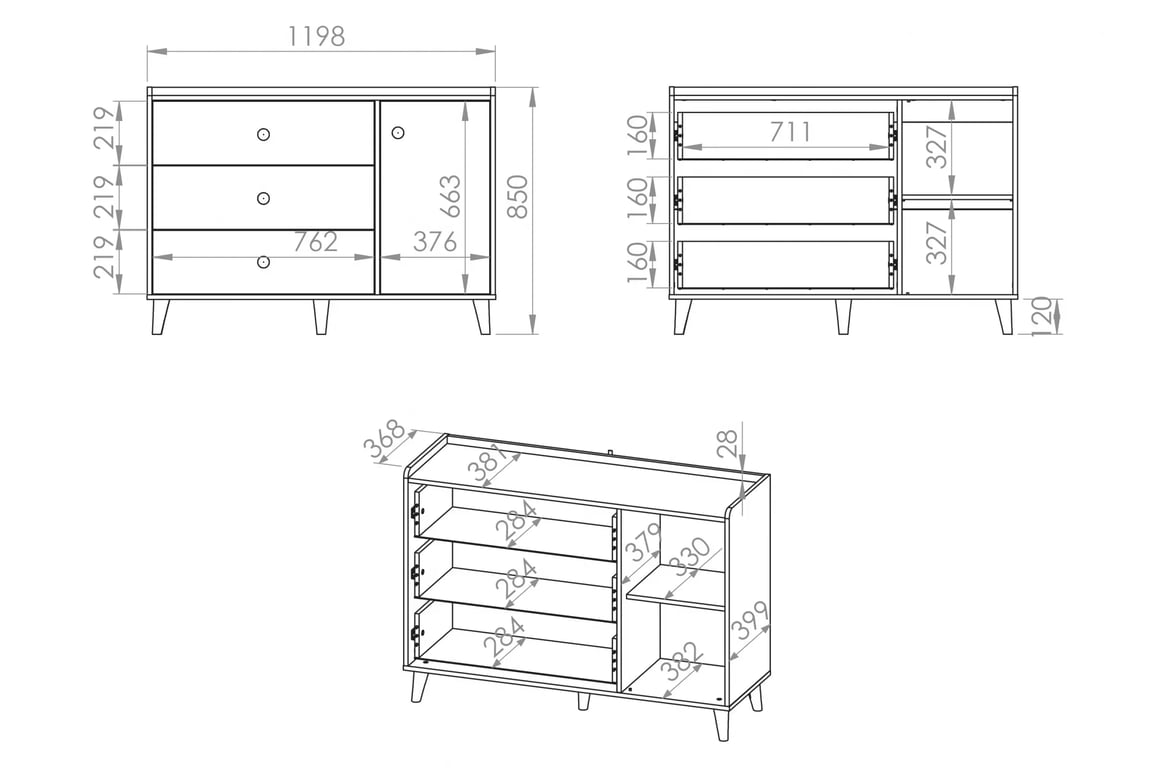 Komoda dziecieca Marla 120 cm so zásuvkami - piasek pustyni / šedý pallad Komoda so zásuvkami Marla 120 cm - piasek pustyni / šedý pallad