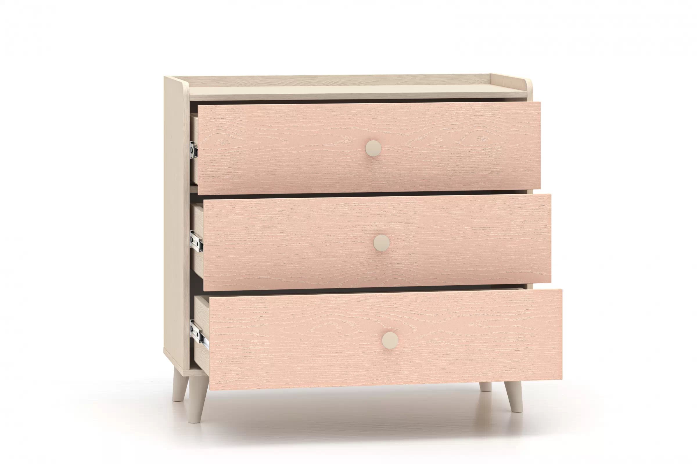 Komoda do detskej izbe Marla 90 cm - púštny piesok / ružová Komoda so zásuvkami Marla 90 cm - piasek pustyni / millenial pink