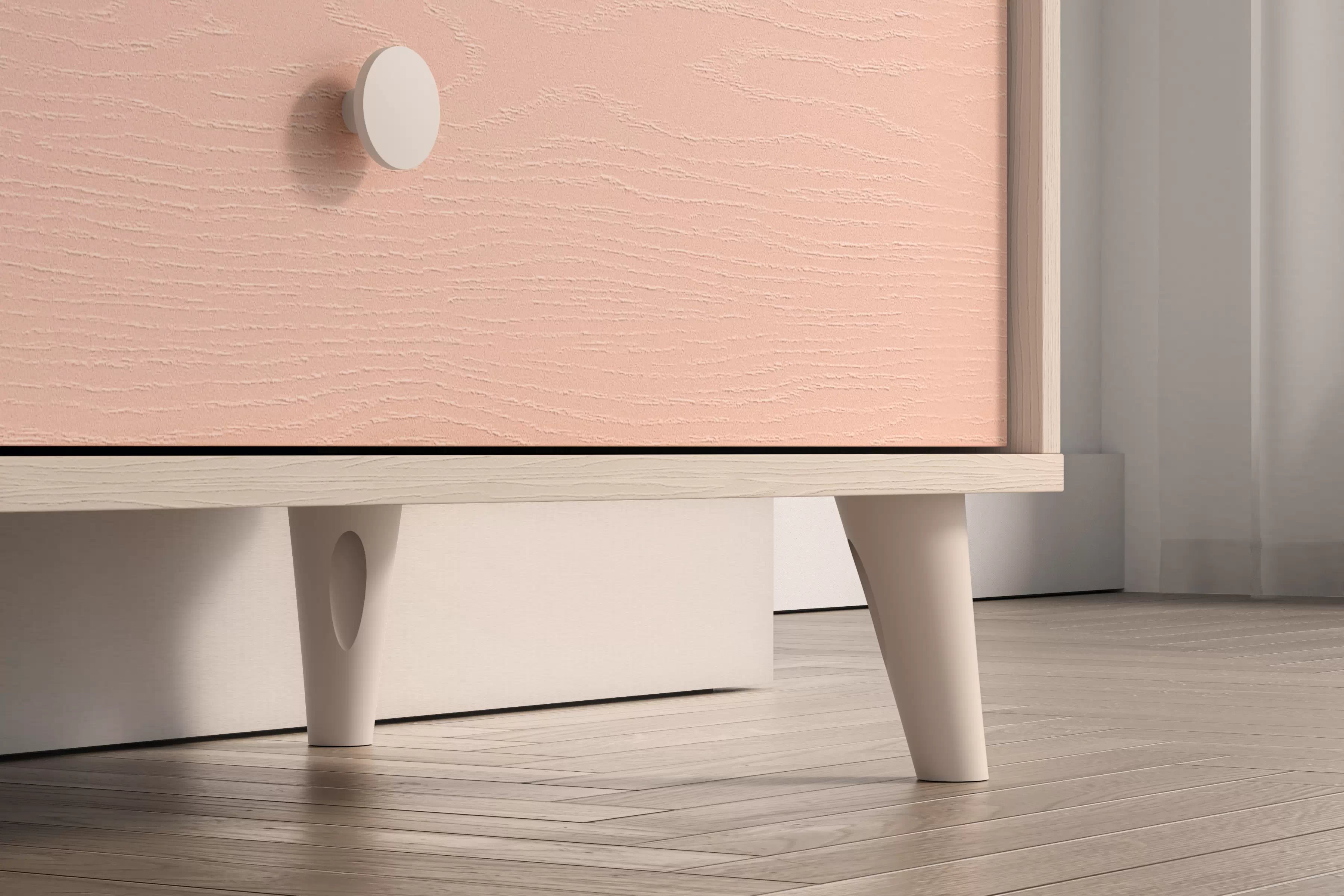 Komoda do detskej izbe Marla 90 cm - púštny piesok / ružová Komoda so zásuvkami Marla 90 cm - piasek pustyni / millenial pink