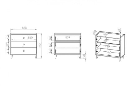 Comodă cu sertare Marla 90 cm - nisip deșert / palladium gri Comoda cu sertare Marla 90 cm - piasek pustyni / gri pallad