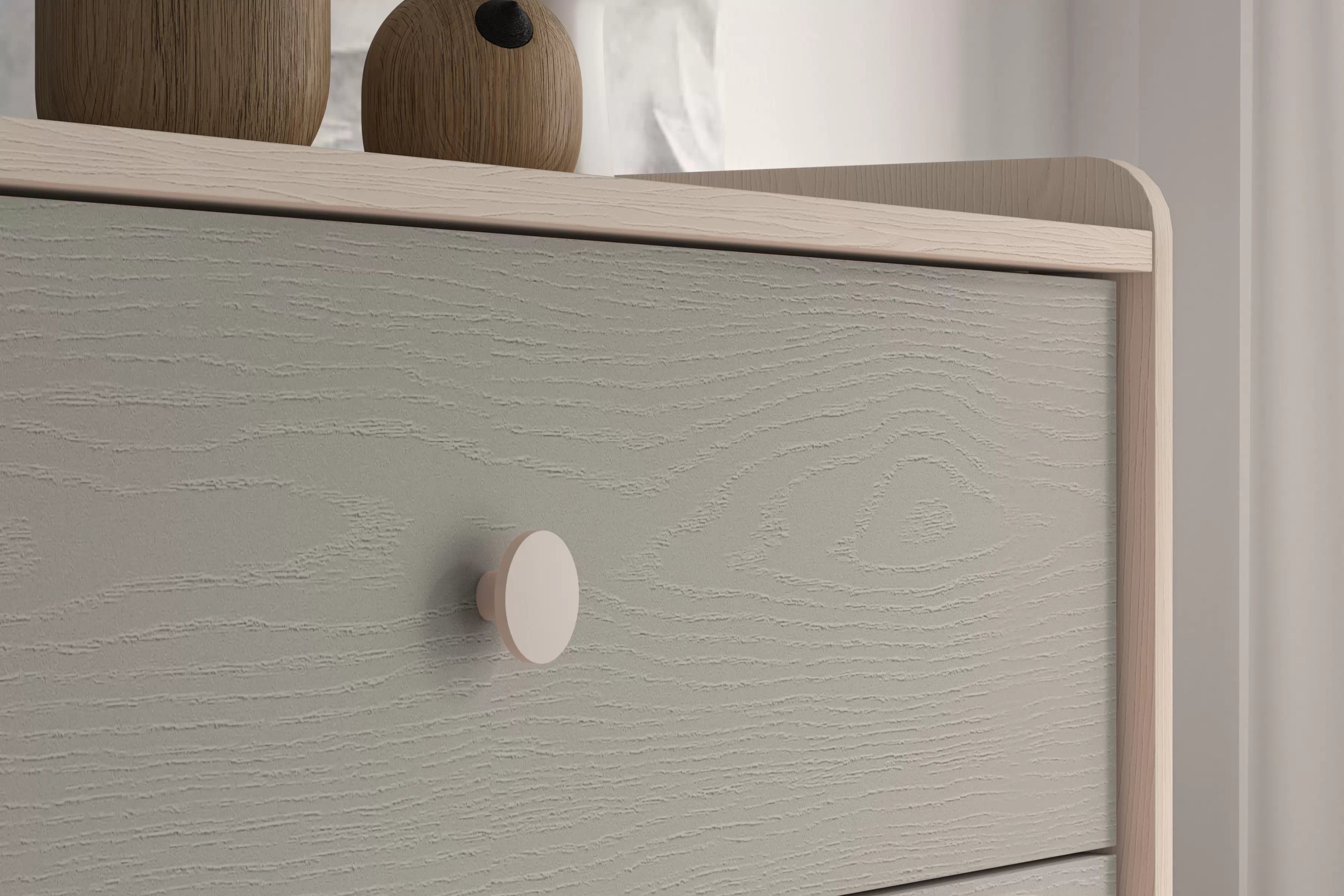 Komoda do detskej izby Marla 90 cm - púštny piesok / sivá Komoda so zásuvkami Marla 90 cm - piasek pustyni / šedý pallad