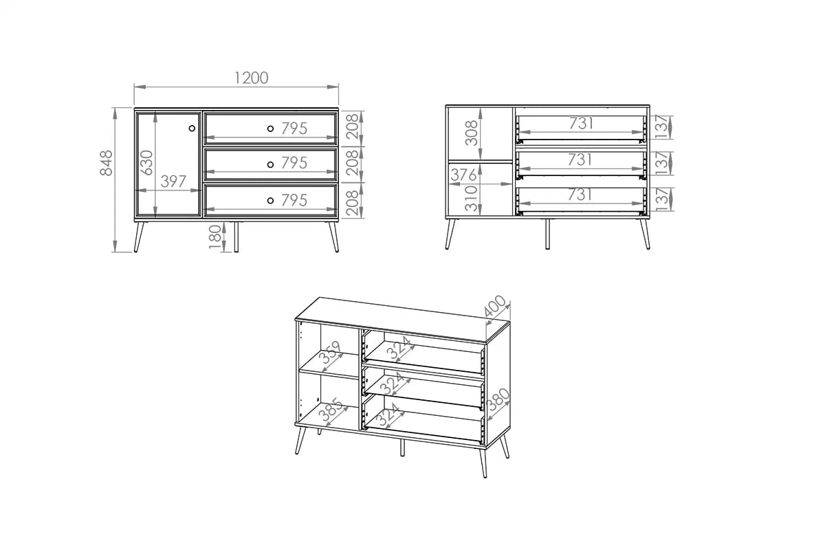 Komoda Narelli 04 so zásuvkami 120 cm - kašmír / zlaté nožičky Komoda so zásuvkami Narelli 04 - 120 cm - kašmír / zlote nožičky